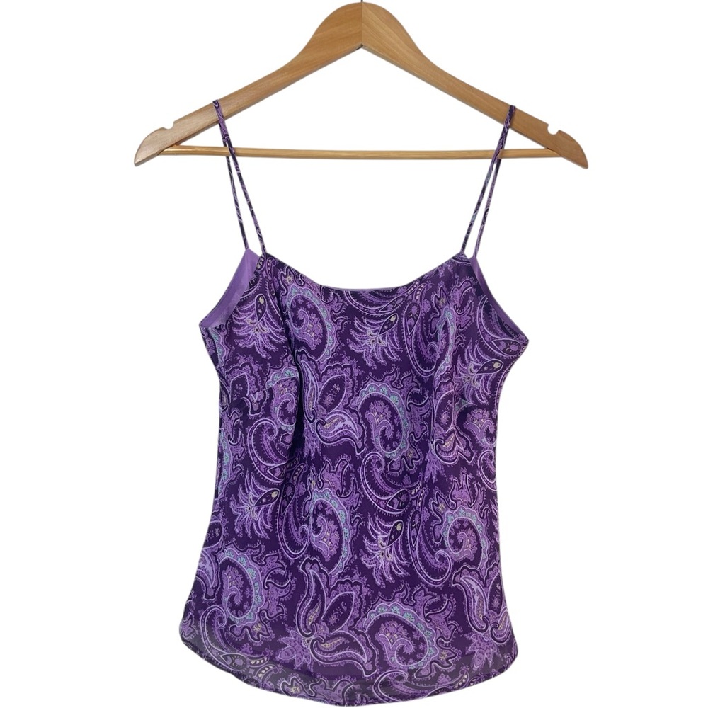 Ann Taylor Vintage Y2K Fairy Whimsical Ethereal Purple Silk Paisley Cami Tank